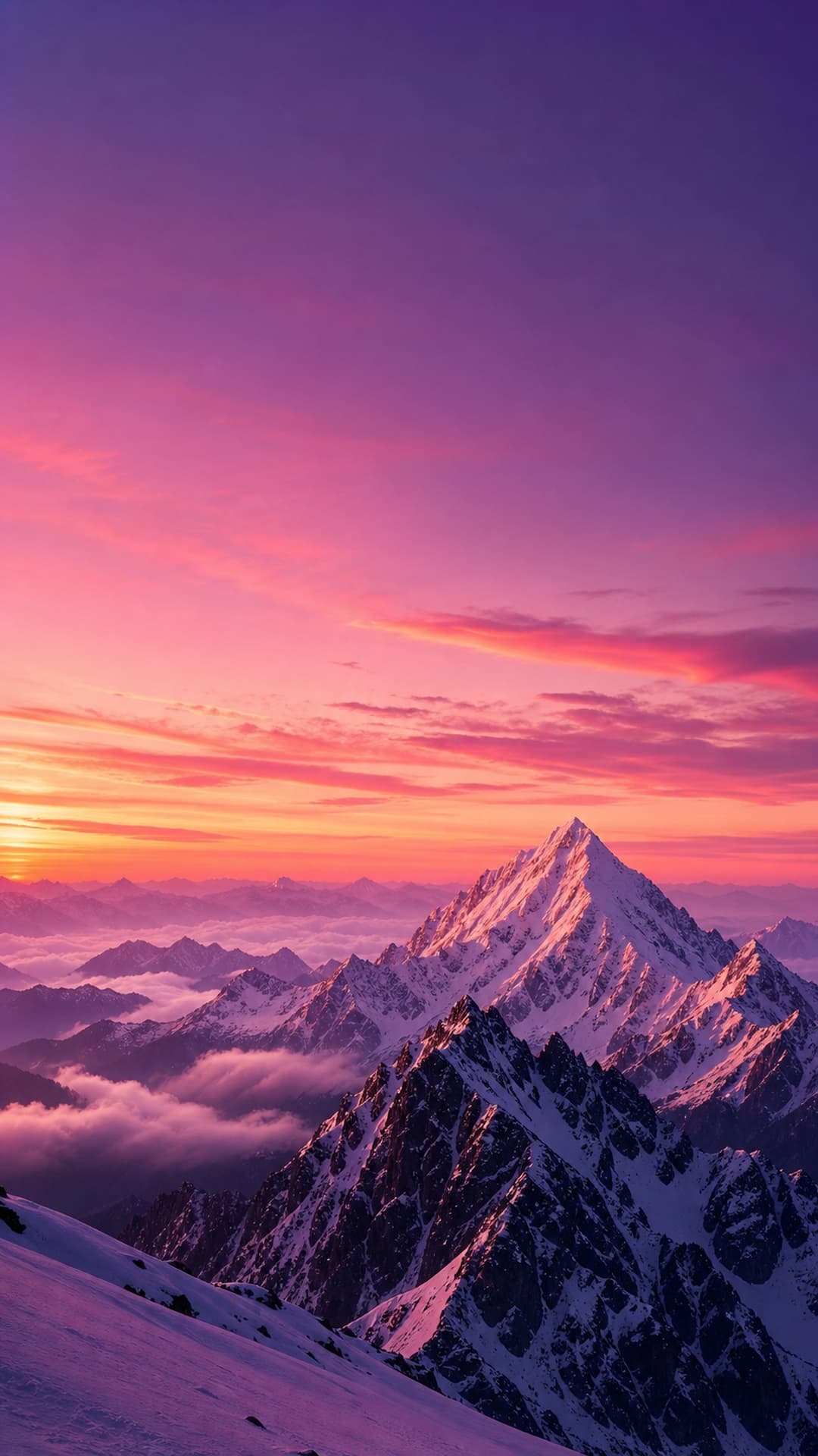 雪山晚霞壁纸