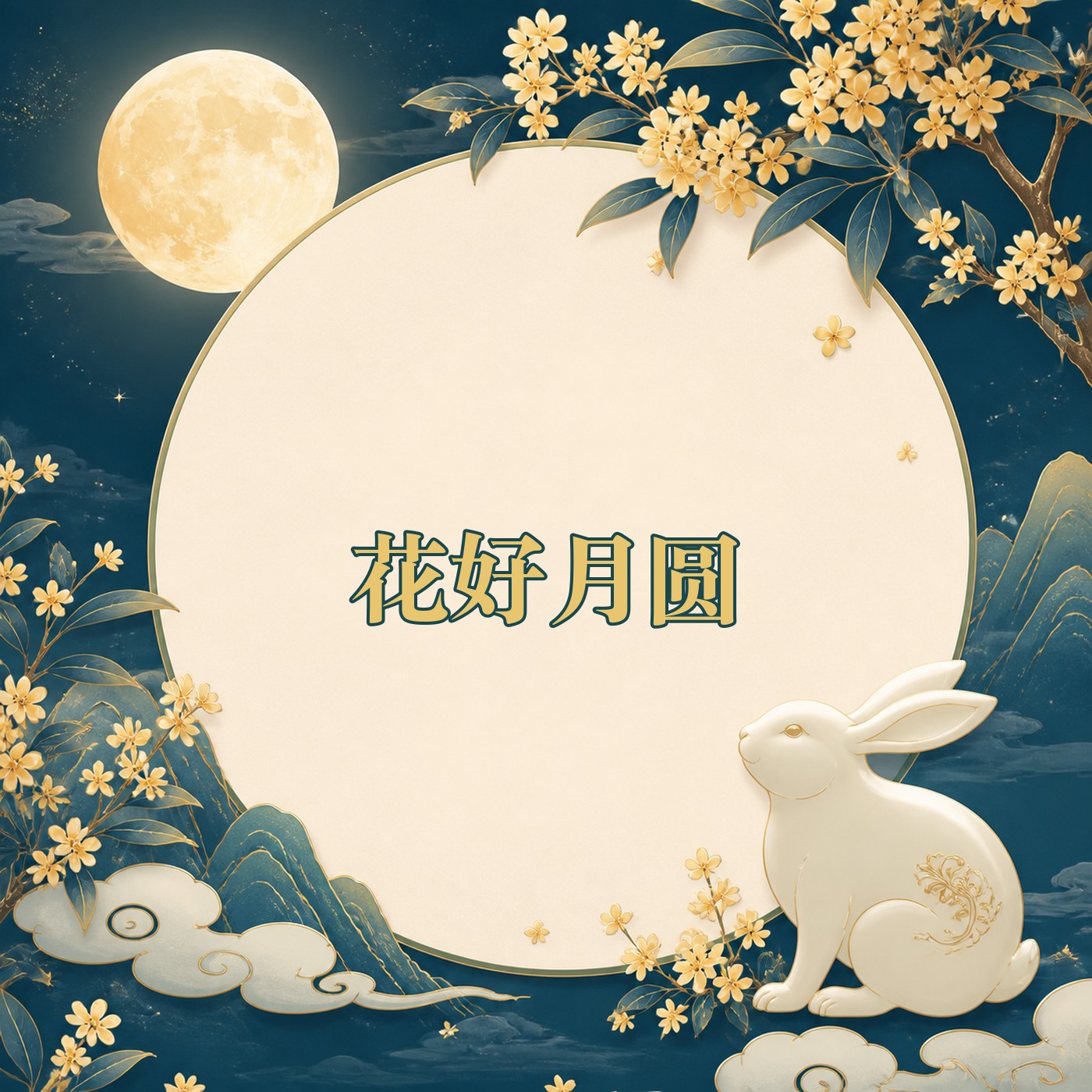 中秋花好月圆贺卡